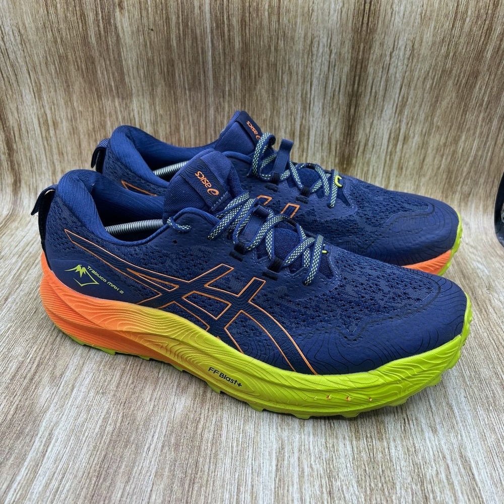 ASICS Trabuco Max 2 Men's Size 14 Blue Orange Trail Running Shoes‎ 1011B606